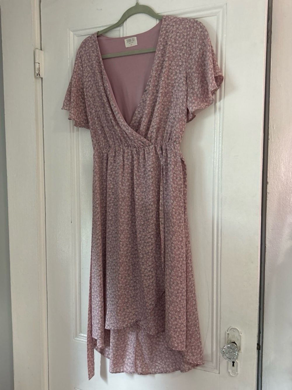 Sienna Sky Dusty Rose Floral High-Low Wrap Dress